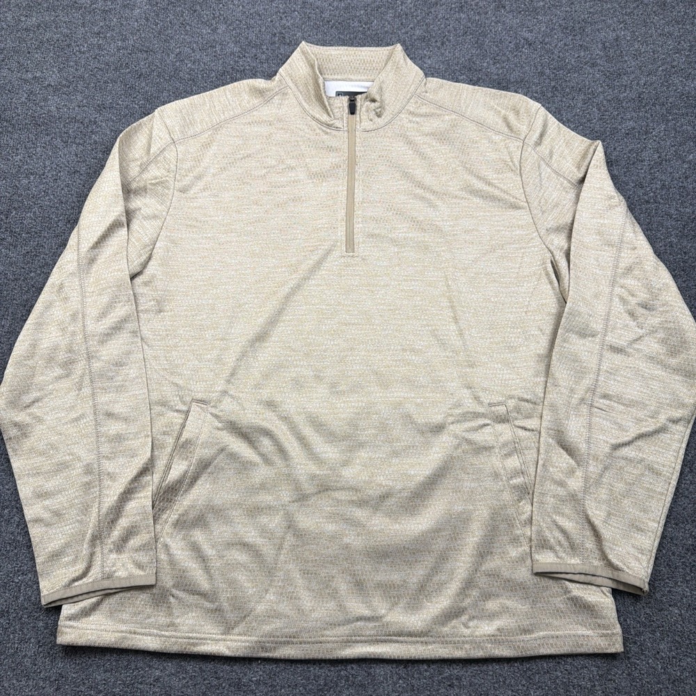 PGA Tour 1/4 Zip Sweatshirt Pullover Men's Size L Beige Long Sleeve